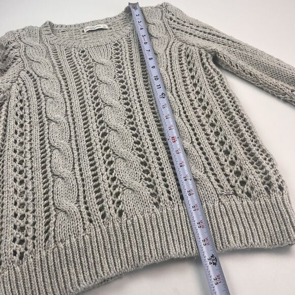 Abercormbie & Fitch Y2K Open Cable Knit Sweater L Fisherman Grunge Indie Sleaze - Picture 6 of 12